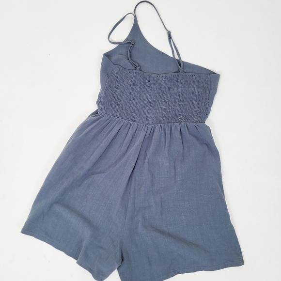 *Free With Purchase* Linen Romper Asymmetrical Straps Spaghetti Sleeveless Tube - Picture 7 of 9